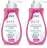 Veet Pure Hair Removal Cream Legs & Body Sensitive Skin 400ml Pack of 2