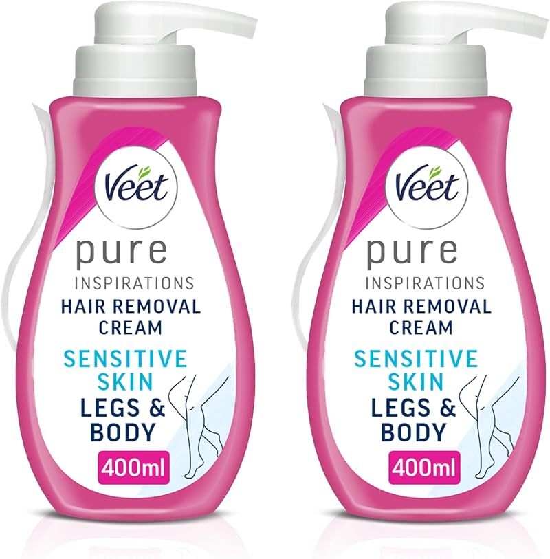 Veet Pure Hair Removal Cream Legs & Body Sensitive Skin 400ml Pack of 2