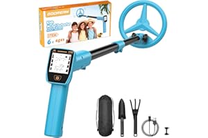 GDDREAM Metal Detector, Rechargeable Metal Detector for Kids, Adjustable 23.6"-34.2" Kids Metal Detector Kit with Funny LCD, 6.5" IP67 Waterproof Coil for Outdoor Exploration, Blue