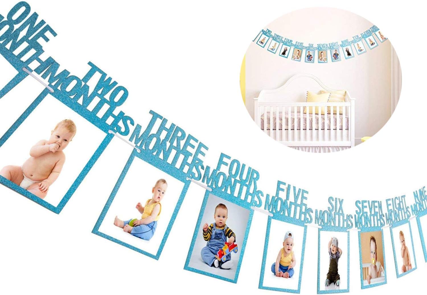 Napravi Rs Loisirs Creatifs Guirlandes Bleu Liuxn 1er Anniversaire Guirlande De Banderoles Bebe Photo Banniere Bebe 1 12 Mois Photo Prop Party Bunting Decor Epaissi Kraft Carte Papier