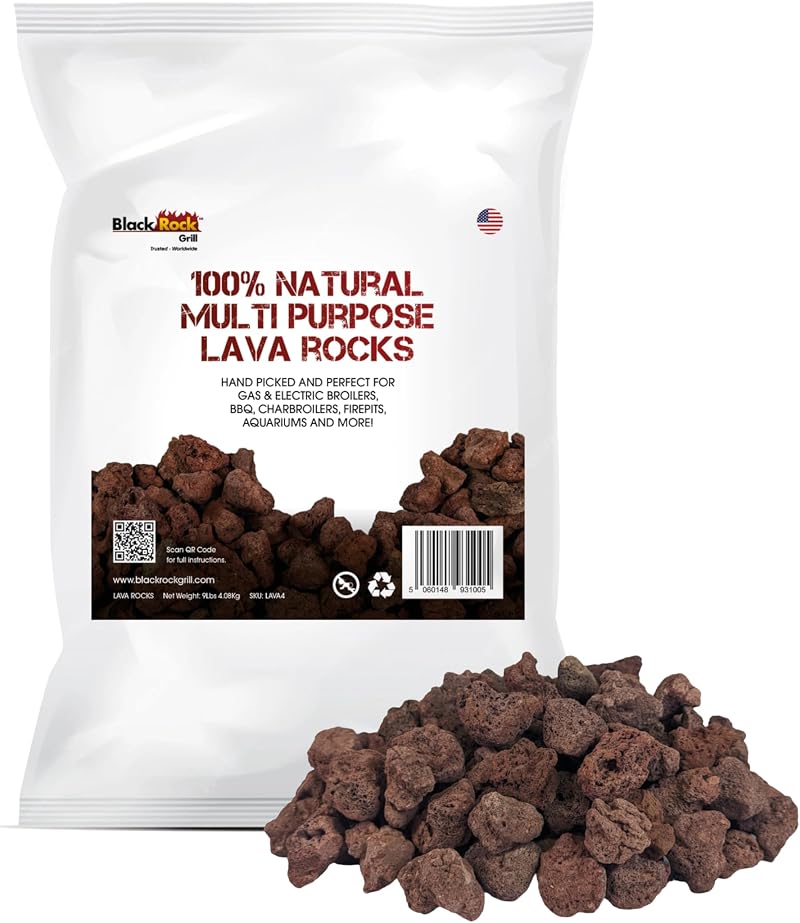 Black Rock Grill Premium 12kg Natural Lava Rocks 4-8 cm Fire Pit BBQ