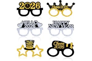 MALHAII 12Pcs Happy New Year Eyeglasses Decorations, 2026 Ne w Year Party Glasses Party Favors for Eve Party Decorations Celebration (7x4Inch, New Year)