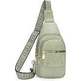 GOIACII Sling Bag Crossbody Bags for Women Anti Theft Travel Purse Fanny Packs Leather Light Green