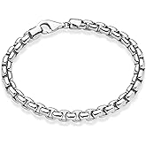 Miabella Solid 925 Sterling Silver Italian 6.5mm Square Rolo Link Round Box Chain Bracelet for Men, Made in Italy