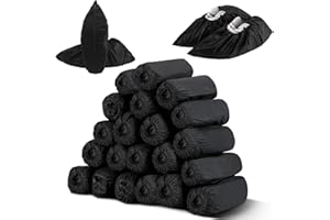 Tigeen 200 Pcs/ 100 Pairs Disposable Shoe Covers Non Woven Stretchable Boot Covers Non Slip Waterproof Shoe Protector Covers for Women Men Fits Size 4-12 Booties Carpet Floor (Black)