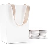 YACEYACE White Gift Bags with Handles, 10Pcs 5.25"x3.75"x8" Small White Paper Gift Bags with Ribbon Handles, Small Kraft Paper Shopping Bag, Party