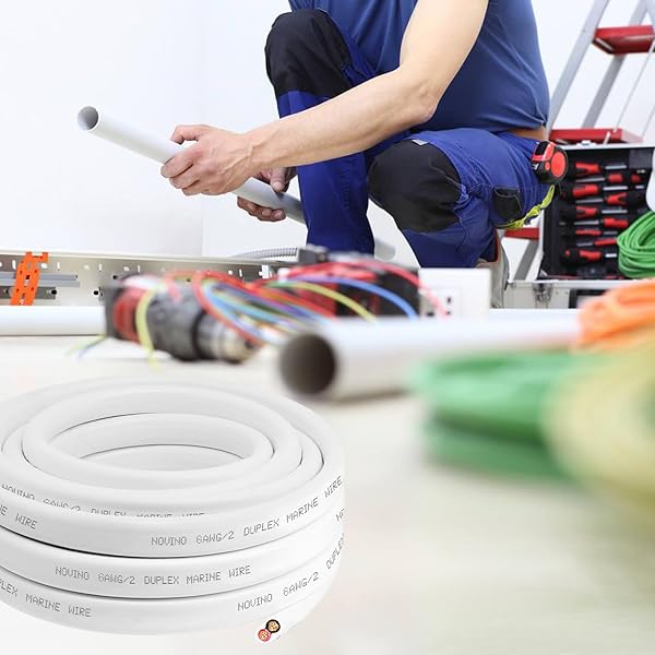 6 GAUGE MARINE WIRE DUPLEX MARINE GRADE WIRE,6 AWG 50FT TINNED COPPER BOAT ELECTRICAL CABLE FOR BOAT/AUTOMOTIVE/RV/CAMPER OUTDOOR USE