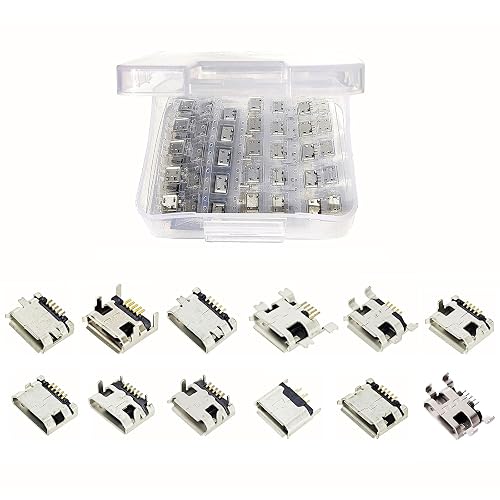 Bytcew 12 Types Micro USB Sockets Kit Jack Plug Connector,USB-b Repair ...