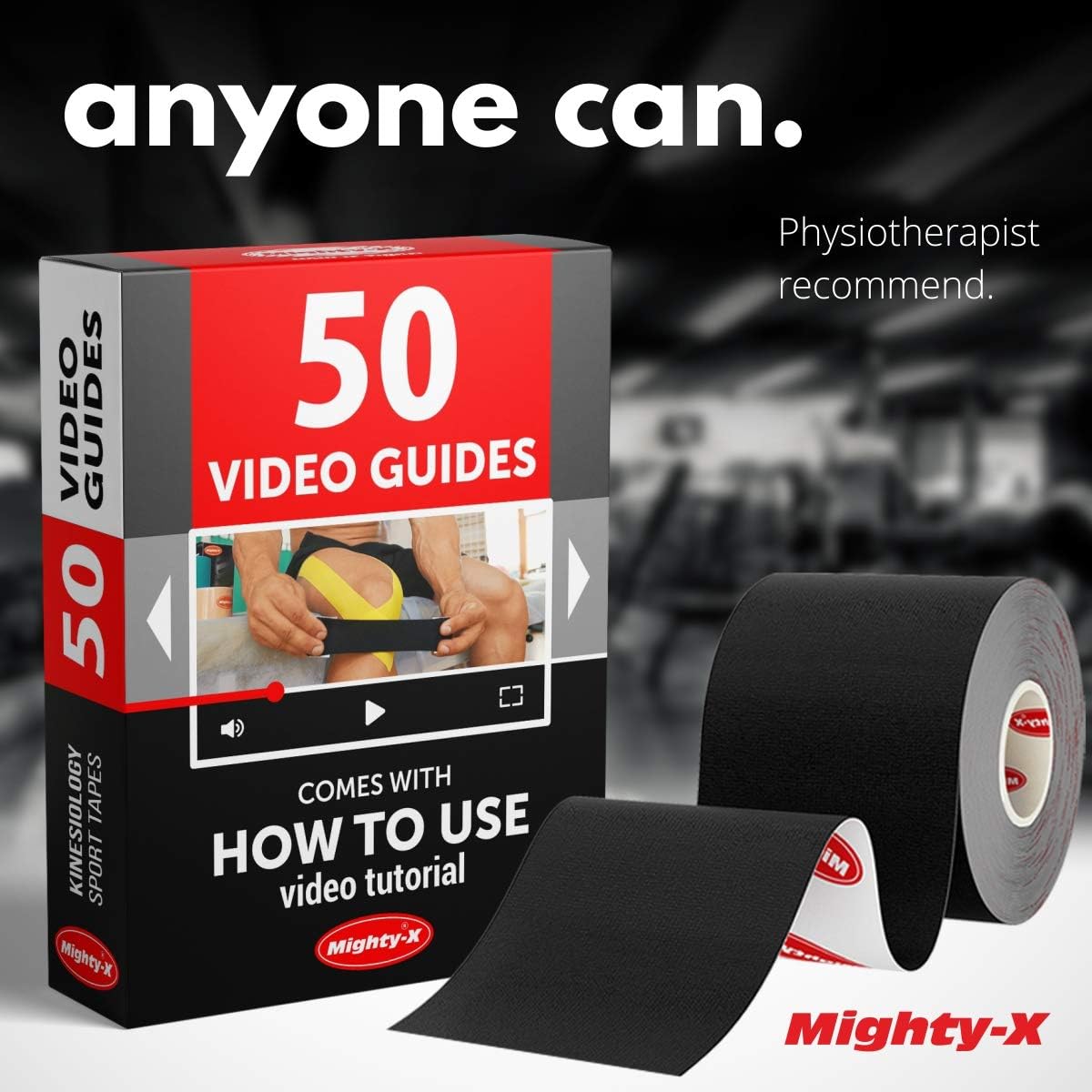 (3 Uncut Rolls) Waterproof Kinesiology Tape - Immediate Pain Relief - 16.4ft Runners Tape with Great Adhesion + 50 Video Guides - Latex Free - K Tape Roll: Health & Personal Care