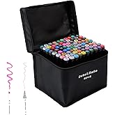 Dabo&Shobo 80 Color Alcohol Marker Pens, Bright Permanent Markers For Coloring, Markers For Adults Coloring Book, Wide Chisel and Fine Tip, Dual Tip Design, Equipped with Black Suitcase