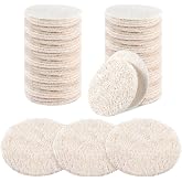50 Pcs Natural Loofah Exfoliating Pads 2.36" for Face Body Scrub, White | Natural Sponge for Facial Scrubbing, Removes Dead Skin, Bulk Body Scrub Pads for Bath Shower Spa Cleaning Women Men