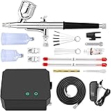 Gocheer Upgraded 30PSI Airbrush Kit, Multi-Function Dual-Action Airbrush Set with Compressor for Painting Portable Air Brush