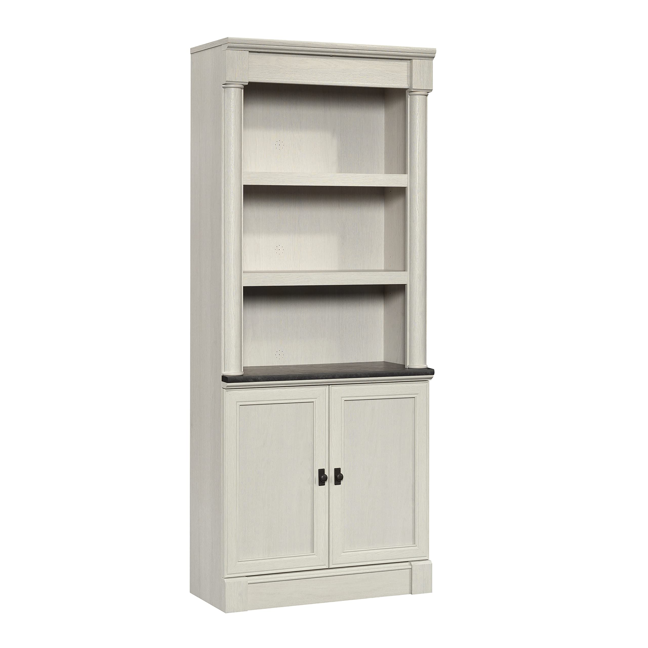 Photo 1 of Sauder Palladia Book Shelf, Bookshelf with Storage, Library Bookcase with Doors and Adjustable Shelves, in Glacier Oak Finish