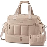 LOVEVOOK Travel Duffel Bag, Gym Bag for Women, Large Weekender Overnight Bags with Shoe Compartment, 38L Carry on Gym Hospital Bag with Wet Pocket, 2 Pcs
