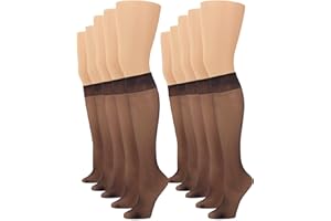 No nonsense Women's Sheer Knee High Value Pack with Comfort Top
