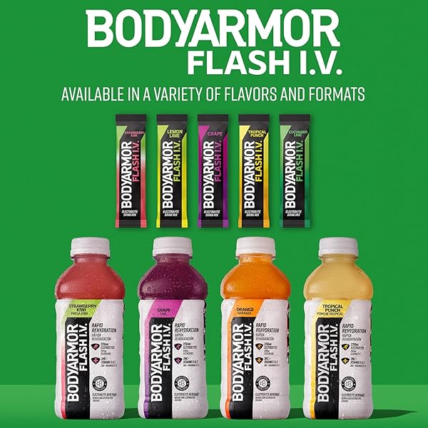 BODYARMOR FLASH IV ELECTROLYTE PACKETS, TROPICAL PUNCH – ZERO SUGAR DRINK MIX, SINGLE SERVE PACKS, COCONUT WATER POWDER, HYDRATION FOR WORKOUT, TRAVEL ESSENTIALS, JUST ADD STICKS TO LIQUID (15 COUNT)