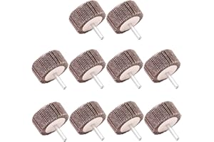 Koopi 10 Pack 2" x 1" x 1/4" Flap Wheels, 80 Grit Aluminum Oxide Sanding Shank Mounted Flap Wheels for Drill - Abrasive Grinding Tool