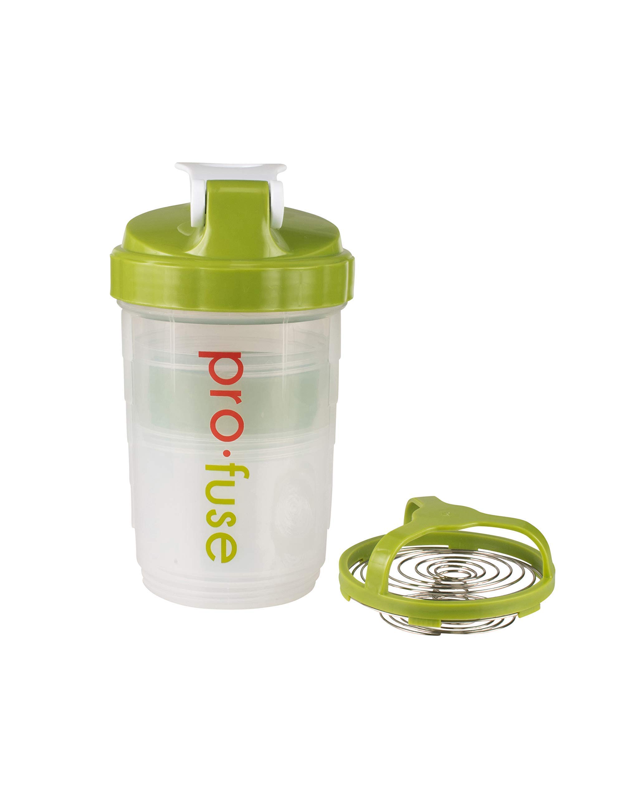 Protein Shaker Bottle Storage Set, Twist & Lock Compartment & Pillbox, 16.9oz | Bonus: Fill N Go Supplement Funnel (2)