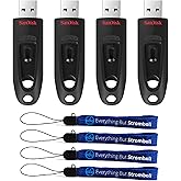 SanDisk Ultra USB 3.0 Flash Drive 64GB 4 Pack Bundle with (4) Everything But Stromboli Lanyards