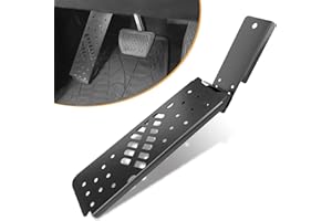 GZQIUYI Adjustable JL Dead Pedal Extender Gladiator Left Side Kick Panel Accessories Driver Foot Rest Metal Pad Compatible with 2018-2024 Jeep Wrangler JL/Gladiator JT (Ratchet onto Firewall Bolt) Matte Black