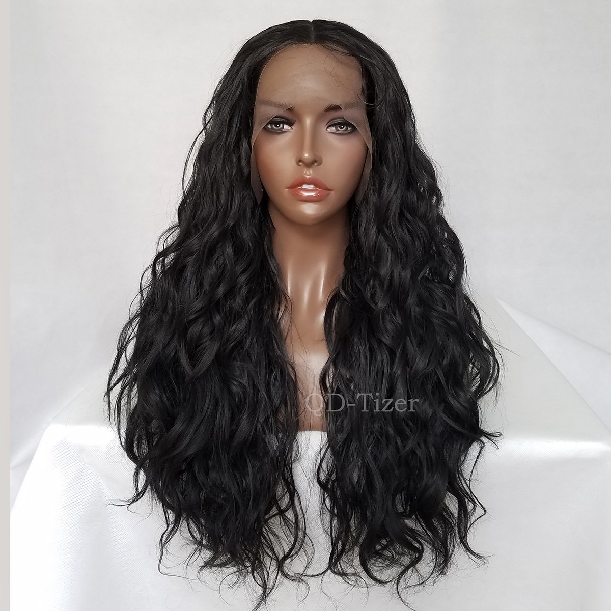 qd tizer lang body Wave Perücke Lace Front Perücken Synthetic qd tizer lang body Wave Perücke Lace Front Perücken Synthetic schwarz klebefreien hitzebeständig lose wave Perücke für Frauen Amazon Beauty