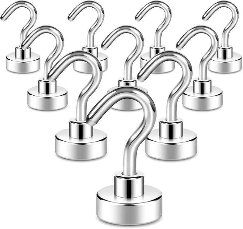 Neosmuk Magnetic Hooks 22lb Heavy Duty Pack of 10 White