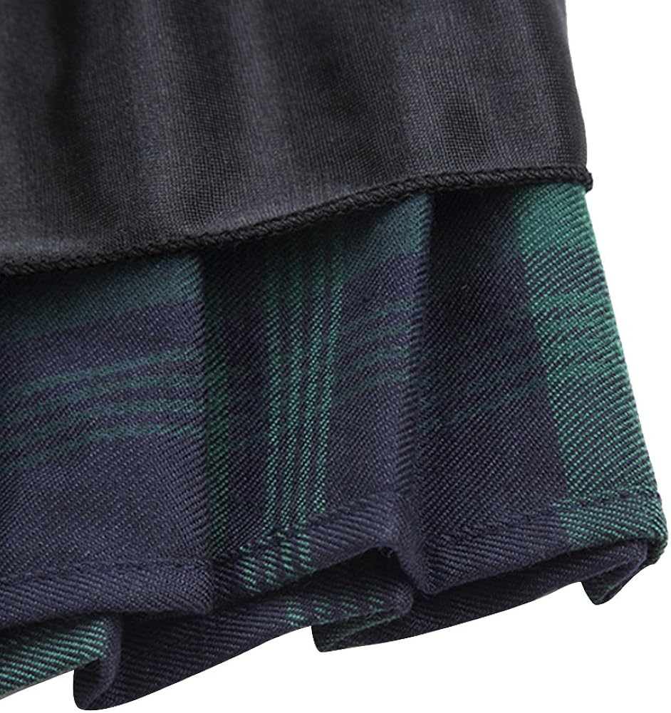 Urban CoCo Women's Elastic Waist Tartan Pleated School Skirt at  Women’s Clothing store