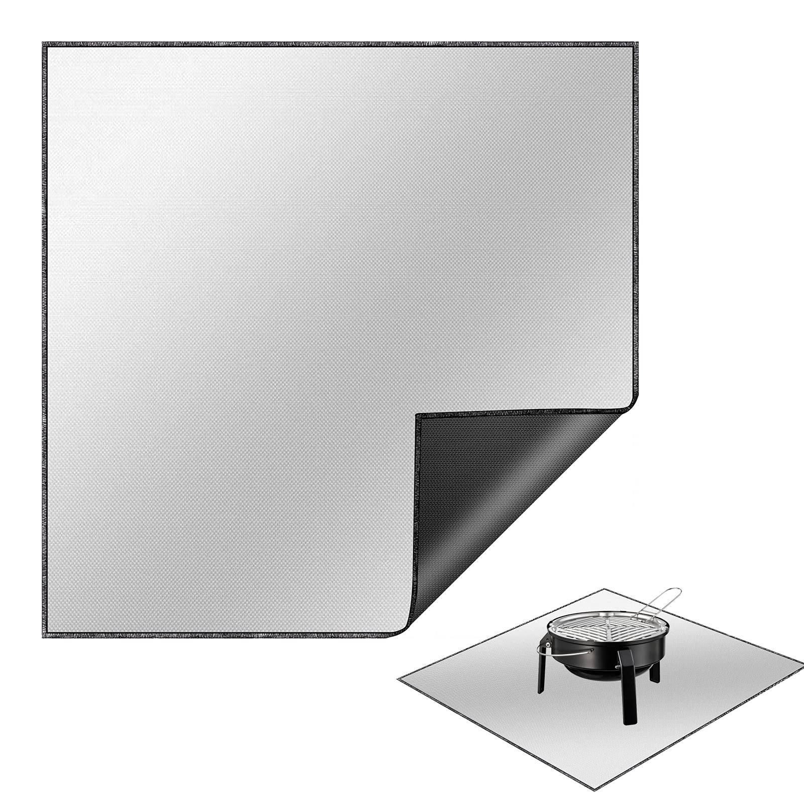 Tamfile Fire Pit Mat, 40″ (101.6cm)Square Large Fireproof Firepad for Under Fire Pit Chimenea, Foldable Heat Resistant Outdoor Grill Mat for Deck, Grass, Camping, Patio, Backyard and Lawn from Embers