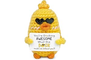 Positive Funny Crochet Duck, for Mom, Christmas Stocking Stuffer White Elephant Thank You Birthday Retirement Farewell Gift f