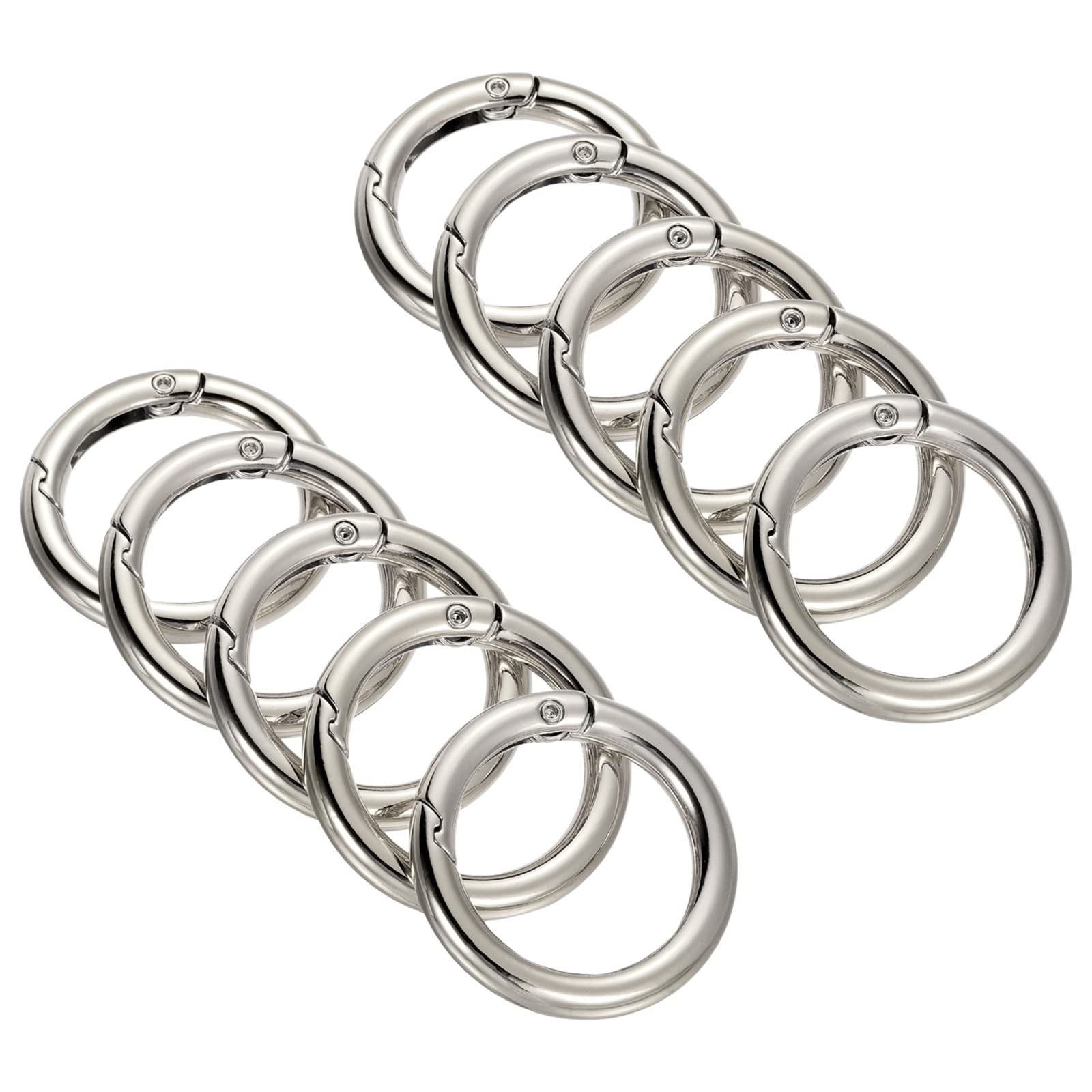 PATIKIL 35x25x5mm Spring Gate O Rings, 10 Pack Round Snap Clip Zinc Alloy for Keyrings Buckle, Silver