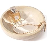 Zyphlux Travertine Marble Bowl &amp; Decorative Bowl, 7.8" Modern Home Decor Key Bowl for Entryway, Natural Stone Centerpiece for Coffee Table, Ring Tray, Housewarming Gifts (Natural Color)