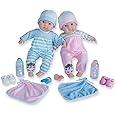 Berenguer Boutique 30050 TWINS- 15” Soft Body Baby Dolls - 12 Piece Gift Set with Open/Close Eyes- Perfect for Children 2+
