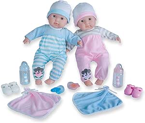 Berenguer Boutique 30050 TWINS- 15” Soft Body Baby Dolls - 12 Piece Gift Set with Open/Close Eyes- Perfect for Children 2+