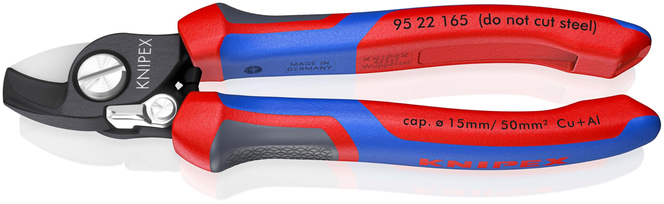 KNIPEX Cable Shears with Opening Spring with Comfort Handles 180 mm, 95 22 165