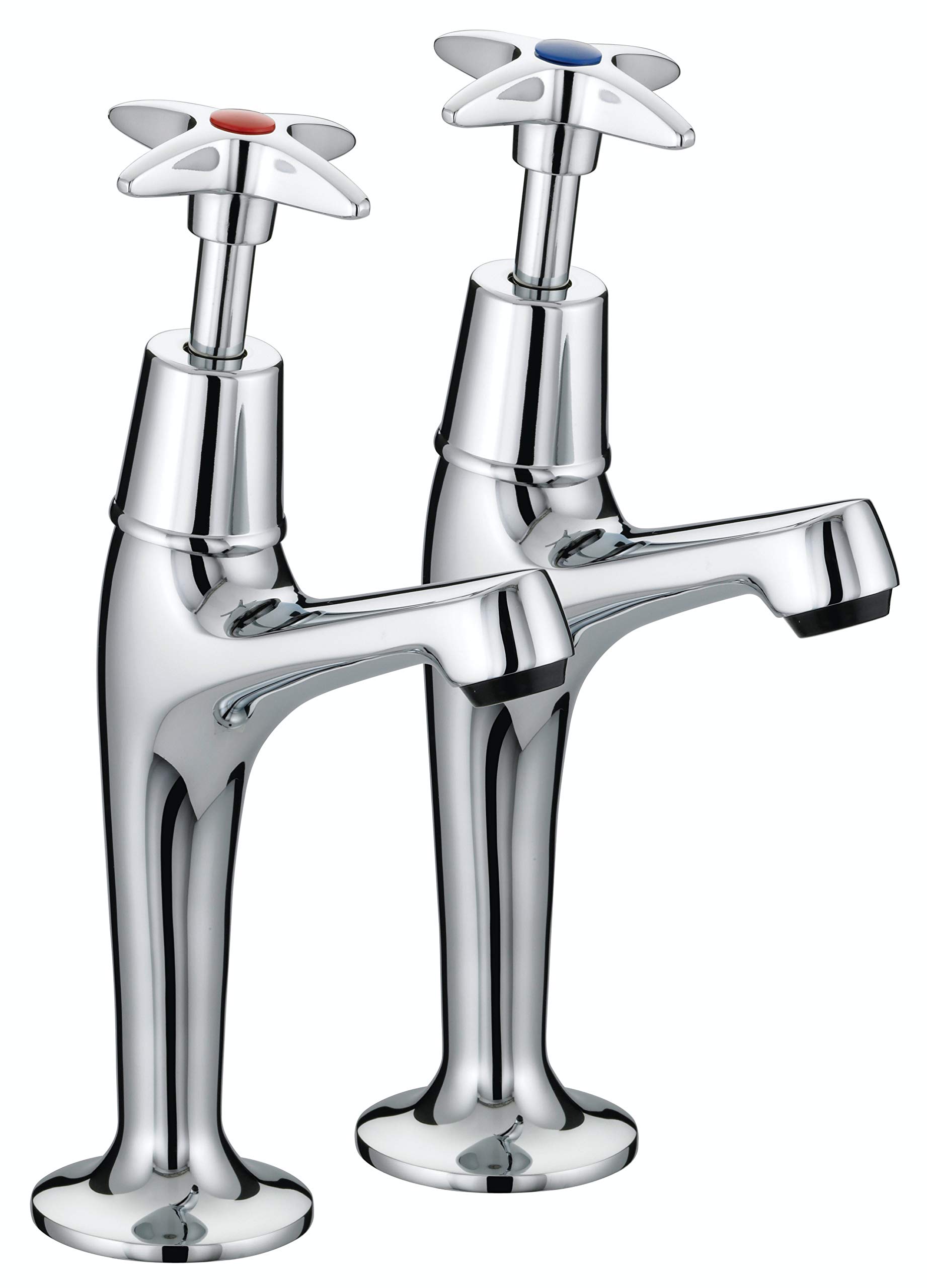 Bristan VAX HNK C Value Crosshead High Neck Kitchen Sink Pillar Taps, Chrome, Metallic