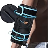 SuzziPad Elbow Ice Pack Wrap – Wearable Cold Compression Sleeve for Elbow & Forearm, Reusable Ice Pack for Tennis & Golf Recovery, Black