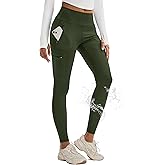 MAGCOMSEN Hiking Leggings Women with 4 Zipper Pockets Water Resistant High Rise Cargo Leggings Outdoor Athletic Pants