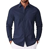 COOFANDY Mens Oxford Shirt Long Sleeve Casual Button Down Shirts Soild Dress Shirts with Pocket
