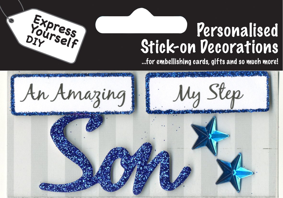 Express Yourself MIP, self Adhesive, Son (Blue) Caption Topper - Ideal for Card Making, Scrapbooking, Papercrafts, Childrens Crafts etc