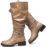 Luoika Women's Extra Wide Calf Knee High Boots, Plus Size Slouchy Knee-High Boots Wide Width Low Heel Winter Boots.