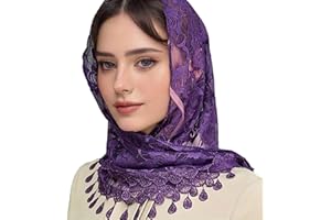 Mass Mantilla Veils for Women Catholic Lace Shawl Headcovering Tassels Tulle Flower Head Scarf for Everyday Wear Lace Scarf