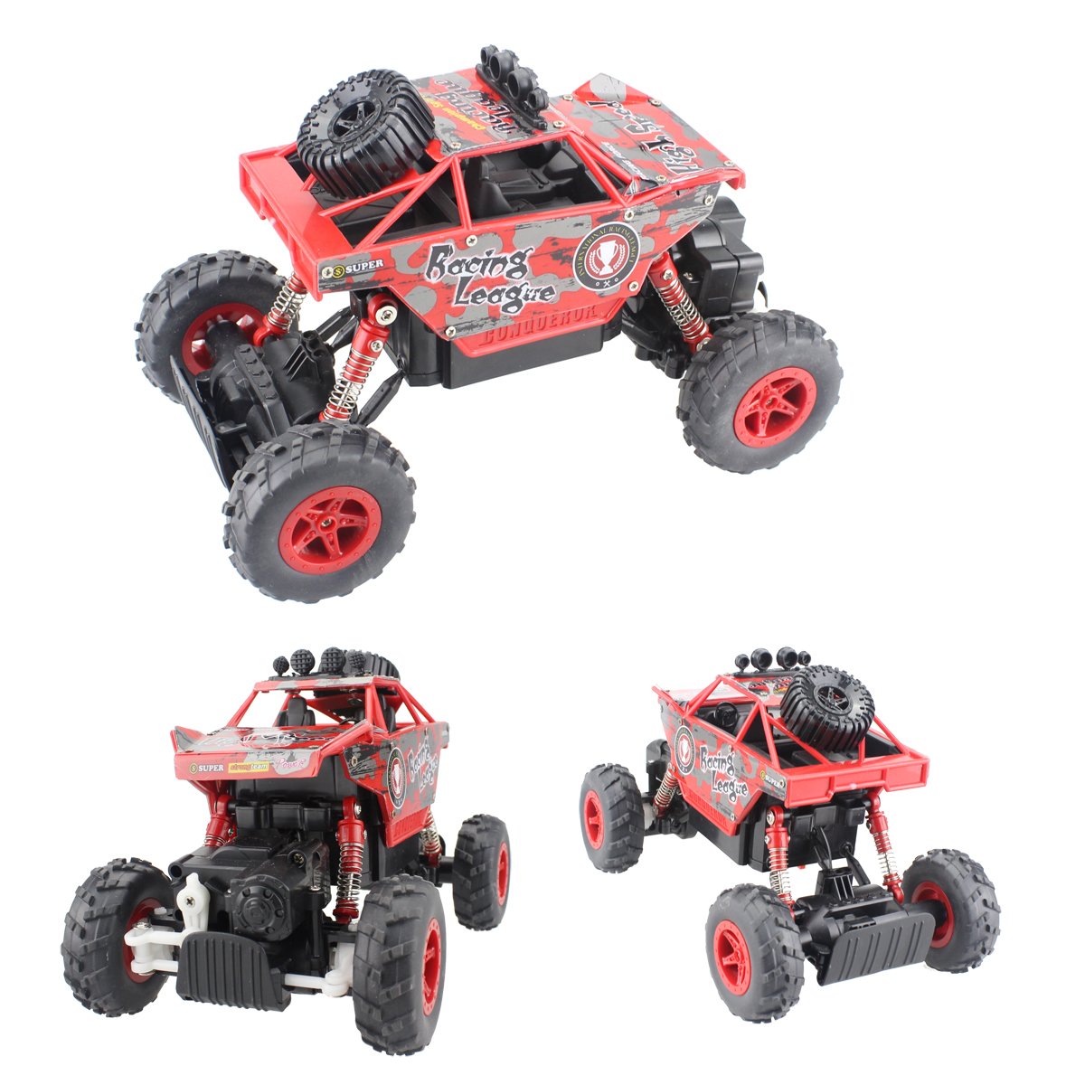 Hugine Mini Size 1:20 Upgrade Version Rock Crawler RC Car Off Road Rechargeable Remote Control Car 4x4 Dune Buggy Radio Control Monster Truck 2.4Ghz Toy (Red)