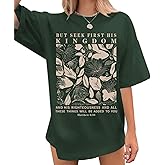 Migxsaf Oversized Christian Faith Shirts for Women Jesus Bible Verse Tshirts Wildflower Floral Boho Shirt Vintage Graphic Tee