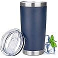 20oz Tumbler with Lid Stainless Steel Insulated Tumblers Travel Coffee Tumbler Bulk Double Wall Vacuum Insulated Water Cup Christmas Gifts for Women Men Her Him Home Office (Navy Blue, 1pack)