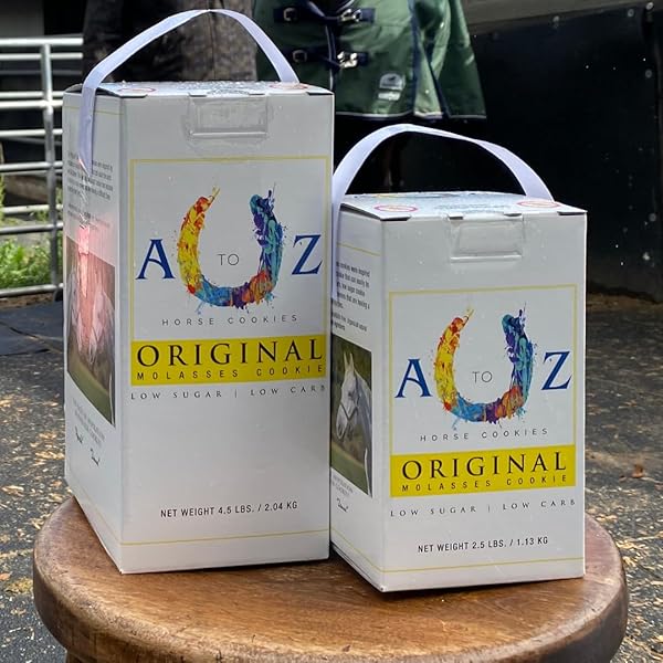 A TO Z HORSE COOKIES HORSE TREATS, ORIGINAL FLAVOR, A SOFTER COOKIE/PILL POPPER MADE W/LITE MOLASSES, LOW CARB/SUGAR, WHEAT, CORN, SOY & ALFALFA FREE. ALL NATURAL INGREDIENTS, 2.5 LB
