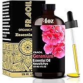 Geranium Essential Oil, Geranium Oil 4 Fl Oz 120ML for Diffuser Humidifier Yoga Cleaning DIY Candle Soap Making Perfume Gift for Women Essential Oils