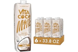 Vita Coco Vanilla Organic Coconut Milk, Plant Based, Dairy Free Milk Alternative - Gluten Free, Soy Free, and Unsweetened - Perfect Add to Cereal, Smoothies, Desserts -33.8 Fl Oz (Pack of 6)