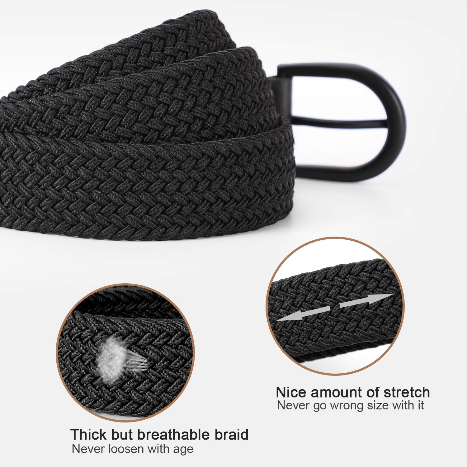 Braided Canvas Stretch Belt Elastic Casual Belt for Men/Women/Junior 1.3\