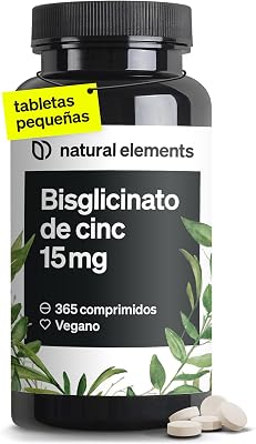 Zinc Bisglicinato 15mg - 365 comprimidos (1 año) - Para el pelo, piel, uñas y reforzar sistema inmunológico - Bisglicinato de zinc alta biodisponibilidad