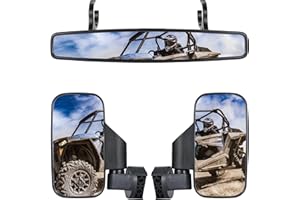 OFIG UTV Side Mirrors And UTV Center Mirror for 1.75" and 2" Roll Bar, Adjustable Break Away UTV Mirrors Compatible with Pola